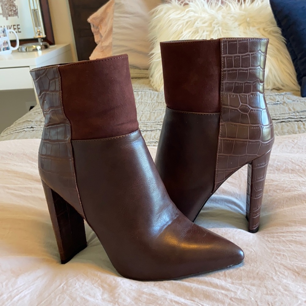 Suede and croc Just Fab booties